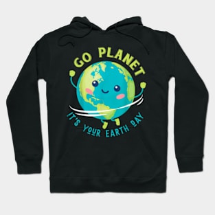 Go Planet Its Your Earth Day 2024 Teacher Kids Cute Earth Hoodie